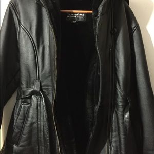 Women Belted Leather Jacket